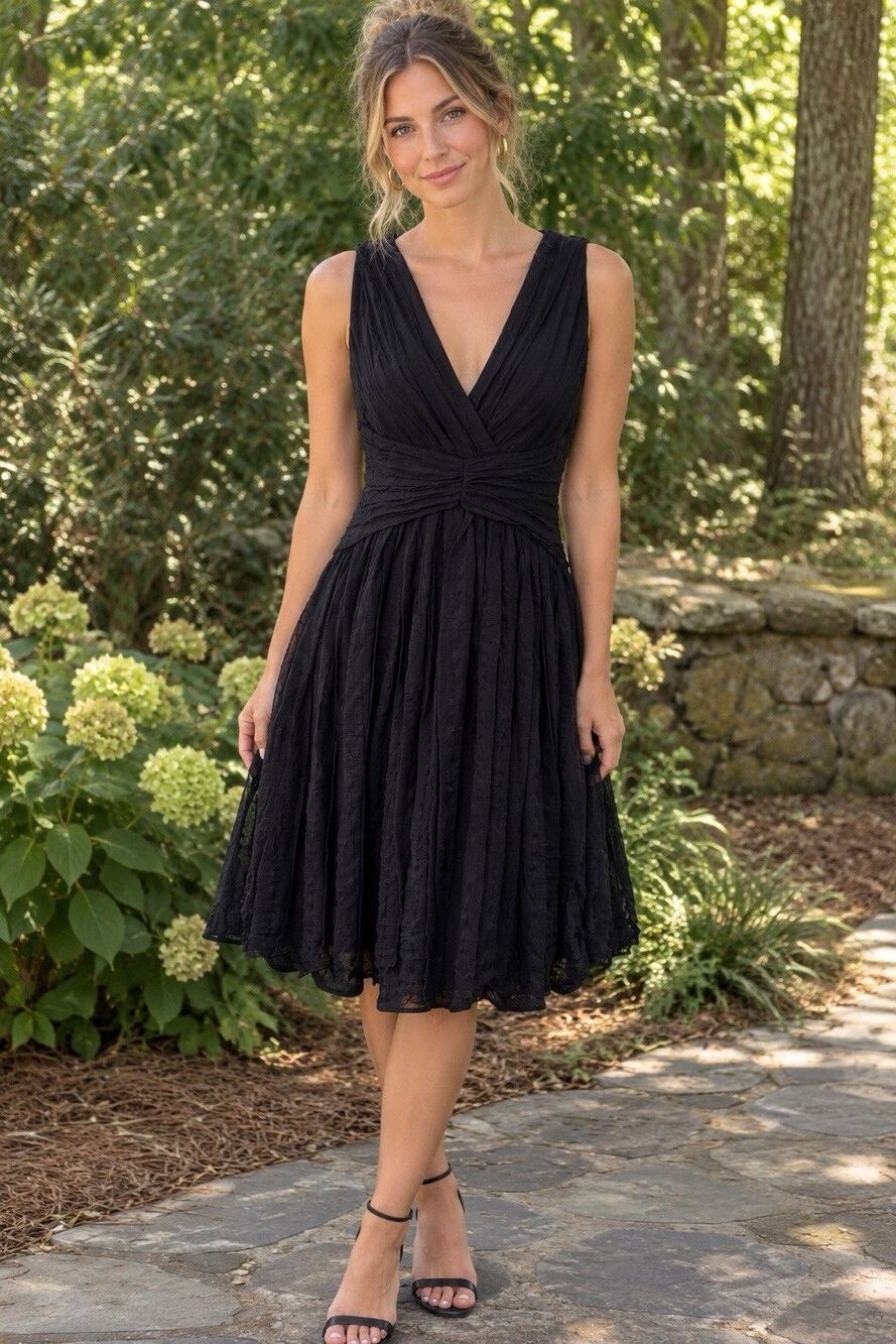 Tadashi Dress 8 Black Silk Chiffon LBD Cocktail Academia Whimsigoth Elegant Vtg